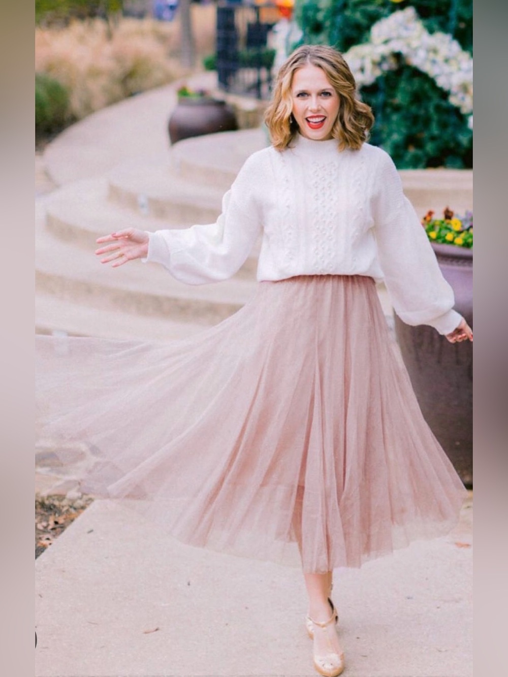 NWT ChicWish My Secret Garden Tulle Maxi Skirt in Pink Size L/XL